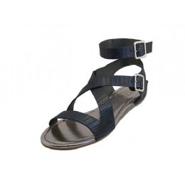 18 Wholesale Women's Ankle Height Cross Strap Sandals In Black