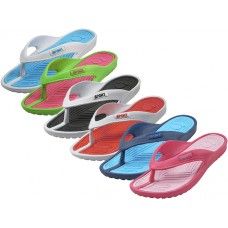 36 Wholesale Women's Sport 2 Tone Colors Soft Comfort Rubber Thong Sandals