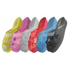 36 Wholesale Women's Mesh Upper With Sequin MiD-Platform Comfort Slippers