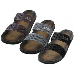 36 Wholesale Men's 2 Strip Upper All Rubber Soft Sandals