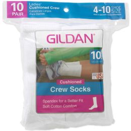 180 Wholesale Gildan Womens Crew Socks Size 9-11