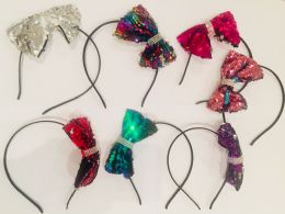 72 Pieces Girls Assorted Sequin Headbands - Headbands
