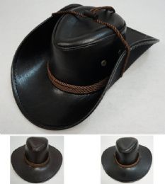 36 Pieces Shiny LeatheR-Like Cowboy Hat - Cowboy & Boonie Hat