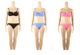48 of Womans Assorted Solid Color With Bow 2 Piece Bathing Suit
