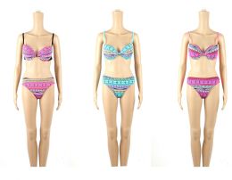 24 Pieces Womans Assorted Printed With Bow 2 Piece Bathing Suit - Womens Swimwear