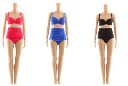 48 Pieces Womans Assorted Solid Colors Two Piece Bathing Suit - Womens Swimwear