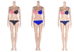 48 of Womans Assorted American Flag Two Piece Bathing Suit