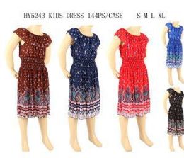 48 Wholesale Girls Fashion Summer Sun Dress In Assorted Sizes