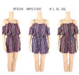 48 of Womens Fashion Striped Romper Assorted Size