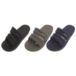36 Wholesale Men's Solid Sport Slippers Sizes 8-13