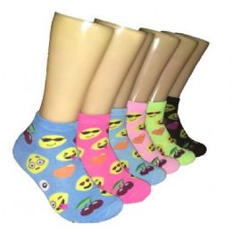 480 Pairs Women's Emoji Low Cut Ankle Socks - Womens Ankle Sock