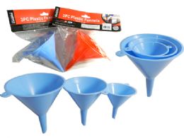 72 Units of 3 Piece Assorted Size Funnels - Auto Accessories