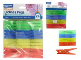 96 Units of 24 Piece Plastic Cloth Pegs - Clothes Pins