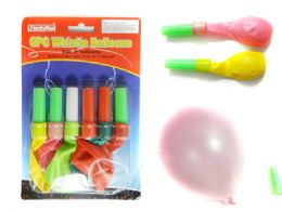 96 Pieces 6pc Whistle Balloons - Balloons & Balloon Holder