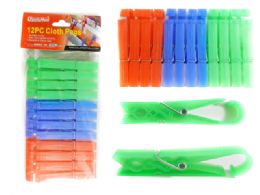 96 Wholesale 12 Piece Clothespins With Hanging Clip