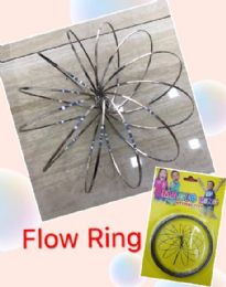 12 Wholesale Flow Rings Kinetic Spring ToY--Silver 5" FlaT-Yellow Package