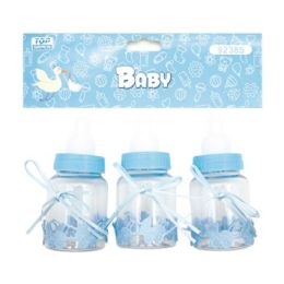 144 Units of Three Count Bottle Baby Blue - Baby Shower