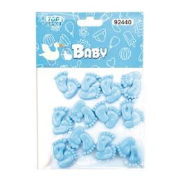 144 Units of Twelve Count Tiny Feet Baby Blue - Baby Shower