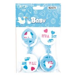 144 Pieces Four Count Rattles Baby Blue - Baby Shower