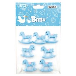 144 Pieces Eight Count Horse Baby Blue - Baby Shower