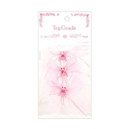 144 Pieces Three Piece Decorative Bow Baby Pink - Baby Shower
