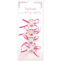 144 Pieces Four Piece Decorative Bow Baby Pink - Baby Shower