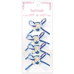 144 Pieces Four Piece Decorative Bow Baby Blue - Baby Shower