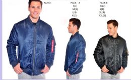 12 Wholesale Men's Fashion Flight Jacket In Blue