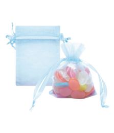 144 Pieces Organza Pouches Baby Blue - Party Favors