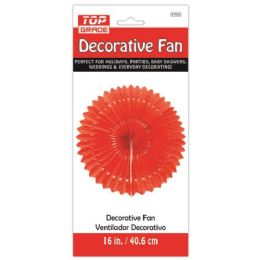 96 Pieces Sixteen Inch Decorative Fan Red - Party Center Pieces