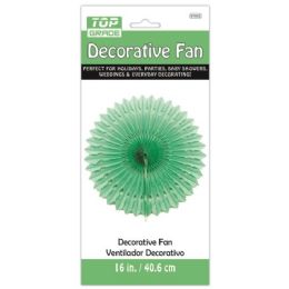 96 Pieces Sixteen Inch Decorative Fan Green - Party Center Pieces