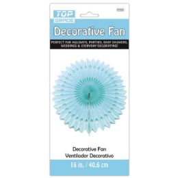 96 Pieces Sixteen Inch Decorative Fan Baby Blue - Party Center Pieces