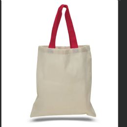 240 of 6 Ounce Cotton Canvas Tote With Contrasting HandleS-Red