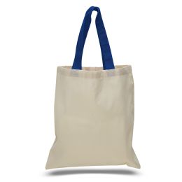 240 Wholesale 6 Ounce Cotton Canvas Tote With Contrasting HandleS-Royal