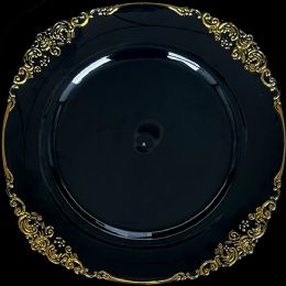 24 Wholesale Plastic Charger Plate 13in Clear And Gold
