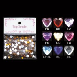96 Pieces Rhinestone Sticker Hearts - Scrapbook Supplies