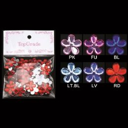 96 Pieces Rhinestone Sticker Flowers - Scrapbook Supplies