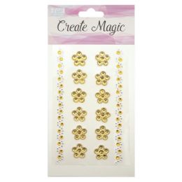 144 Wholesale Craft Magic Sticker Flower Gold