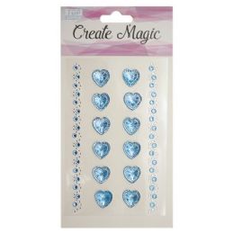 144 Pieces Craft Magic Sticker Blue Heart - Stickers