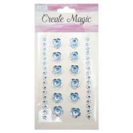 48 Wholesale 144 Craft Magic Sticker Flower Light Blue