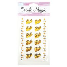144 Wholesale Craft Magic Sticker Baby Feet Gold