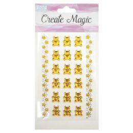 144 Wholesale Craft Magic Sticker Teddy Bear Gold