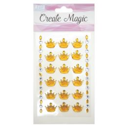144 Wholesale Craft Magic Sticker Crown Gold