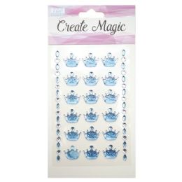 144 Wholesale Craft Magic Sticker Crown Blue
