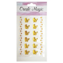 24 Pieces Craft Magic Sticker Baby Carriage Gold Rhinestone - Craft Beads