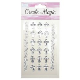 144 Wholesale Create Magic Sticker Cross Silver