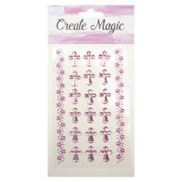 144 Wholesale Create Magic Sticker Cross Pink