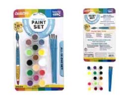 96 Wholesale Poster Paints And 4 Brush 19pc