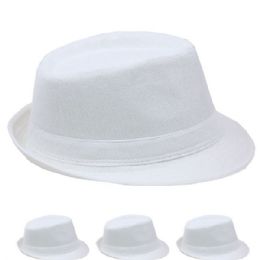 24 Wholesale White Fedora Hat One Size Adult