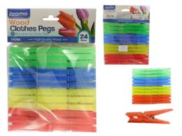 96 Wholesale 24pc Plastic Cloth Pegs